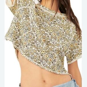 Free People We The Free Sammie Stripe Crop Raglan Tee Small